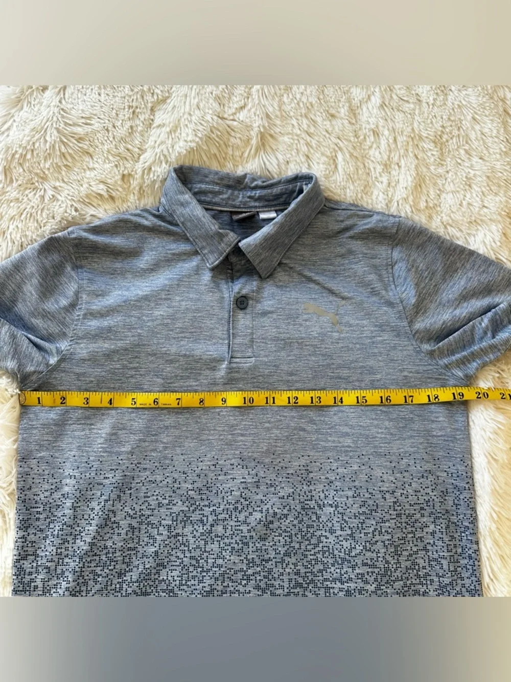 PUMA Blue Ombre Polo Shirt Boys XL 18-20 Short Sleeve Golf Performance Stretch